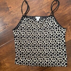 Vintage Cinema Etoile Semi Sheer Mesh Cheetah Leopard Print Chemise Large